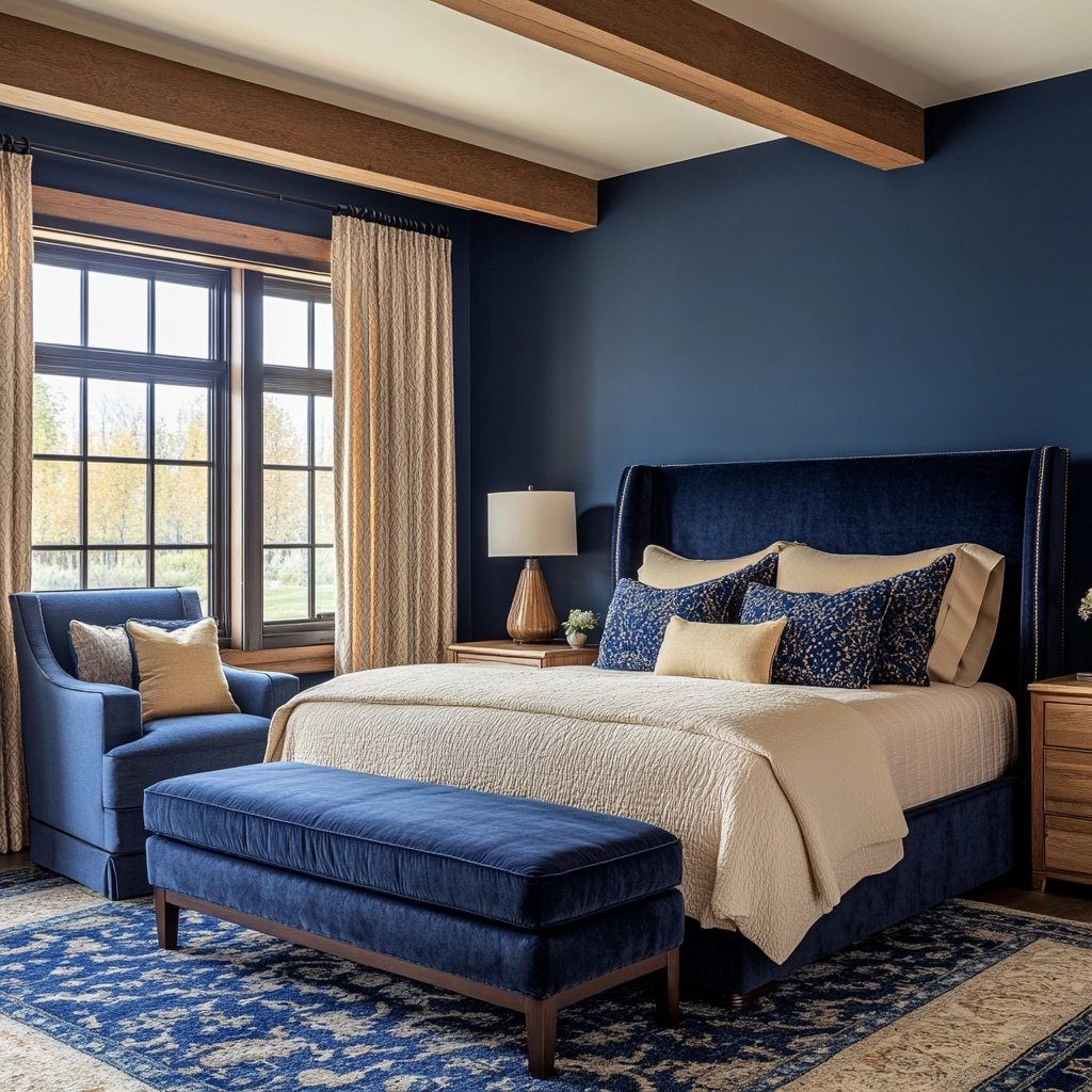 navy blue and beige bedroom 77