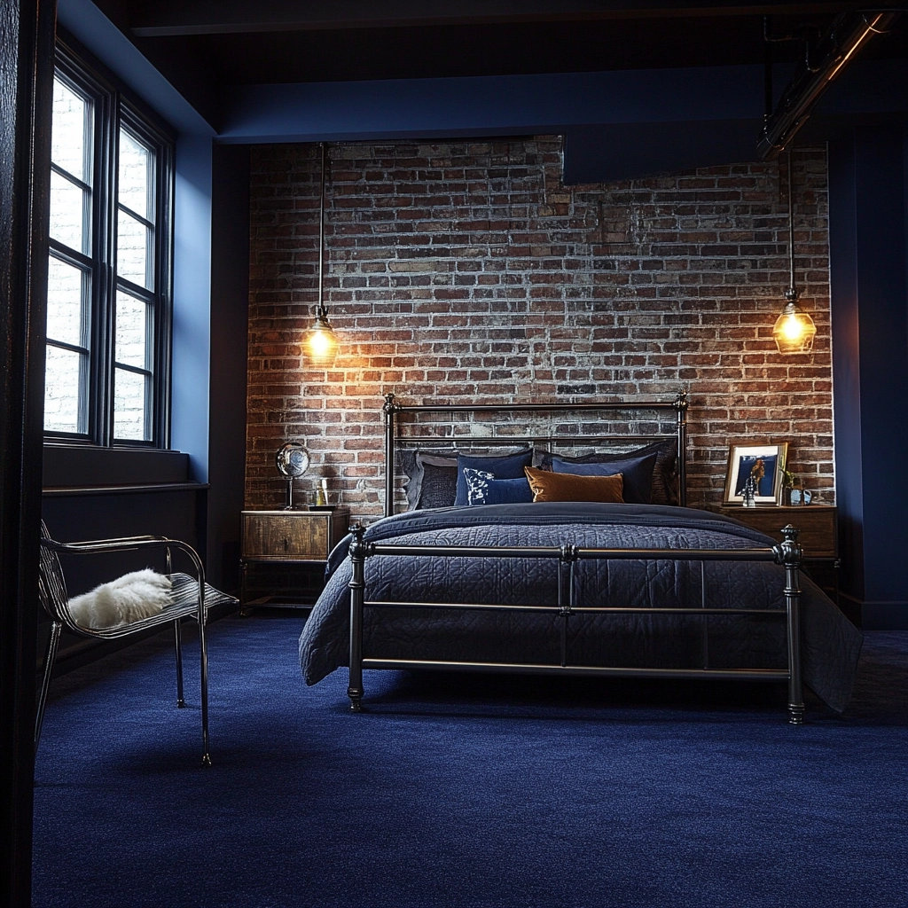 navy carpet bedroom 19
