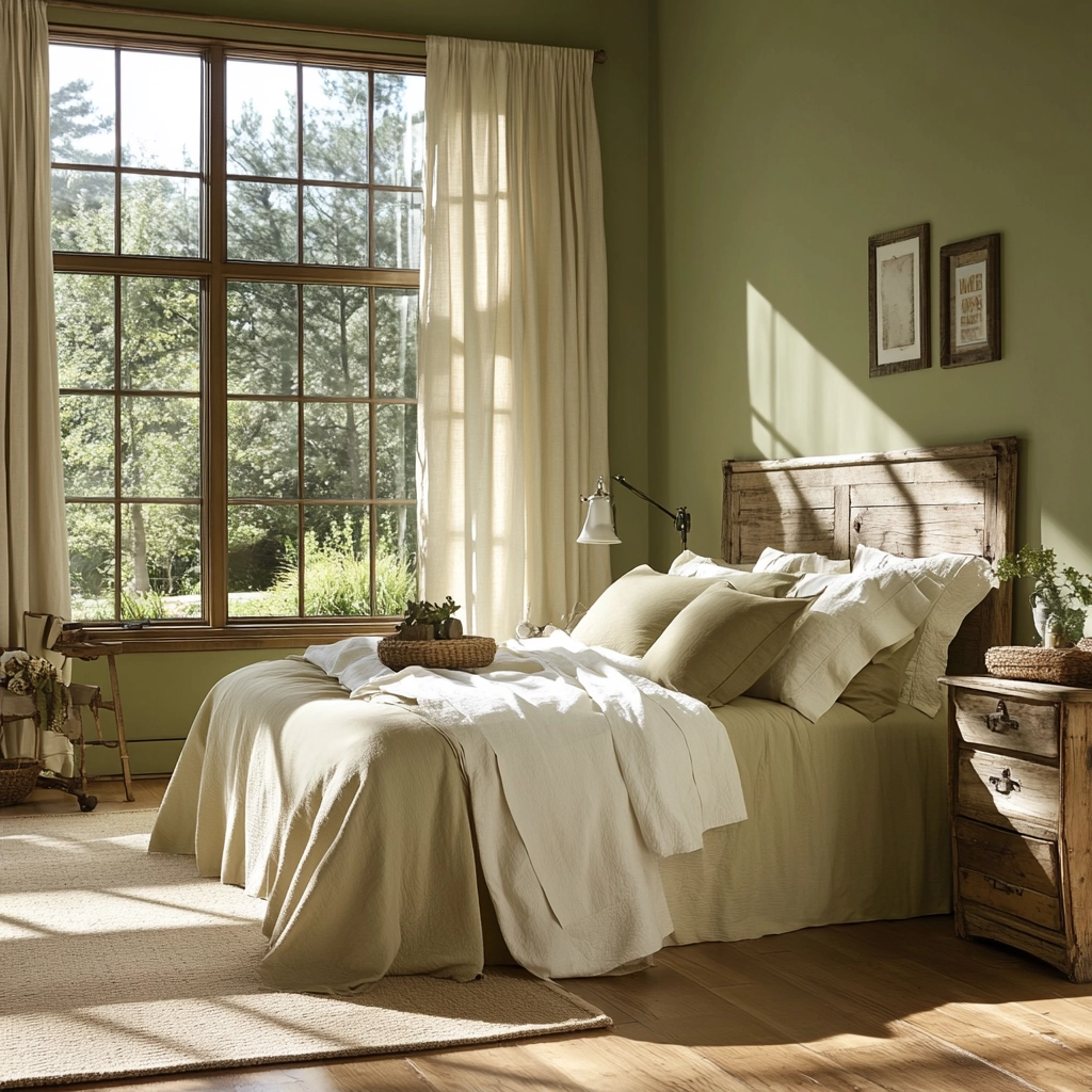 olive green and beige bedroom 17