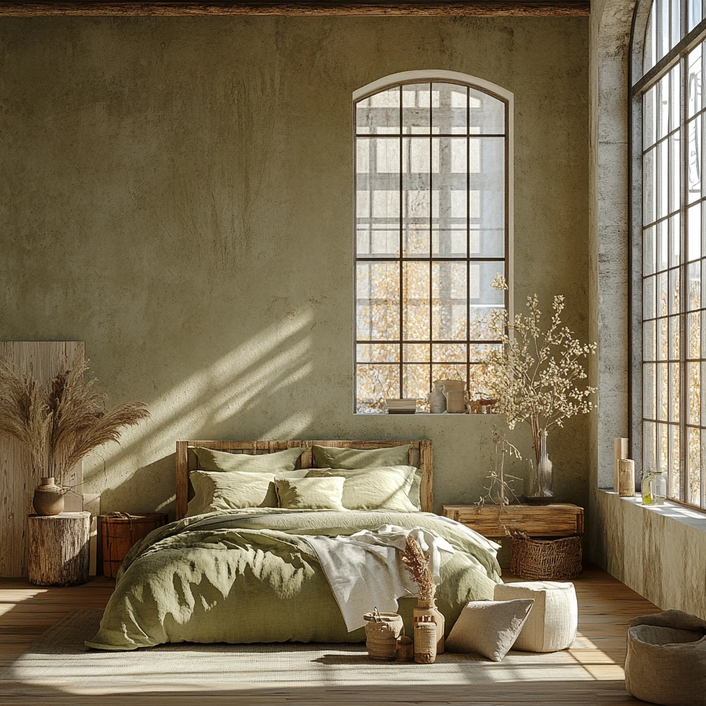 olive green and beige bedroom 19