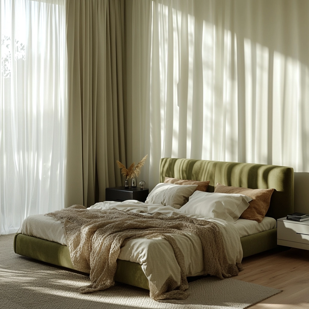 olive green and beige bedroom 2
