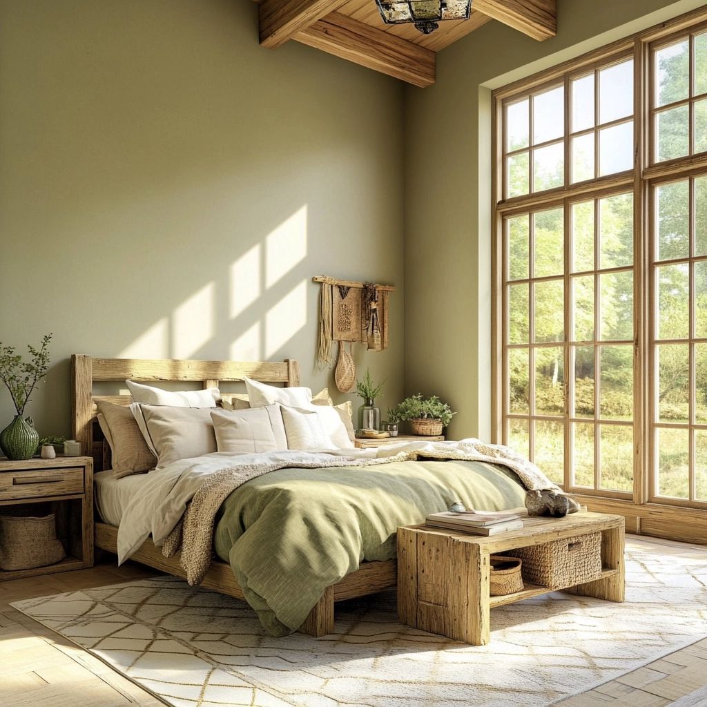 olive green and beige bedroom 20