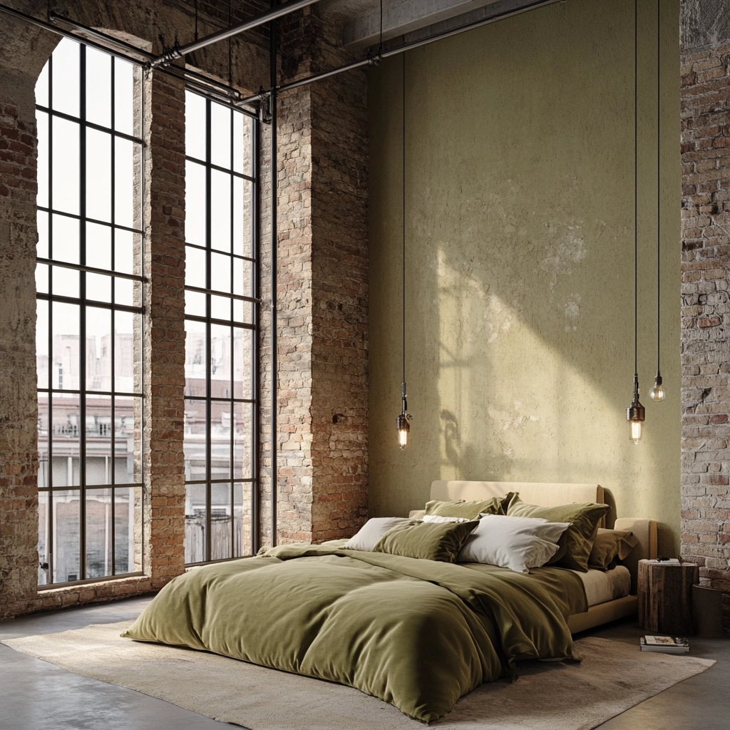 olive green and beige bedroom 22
