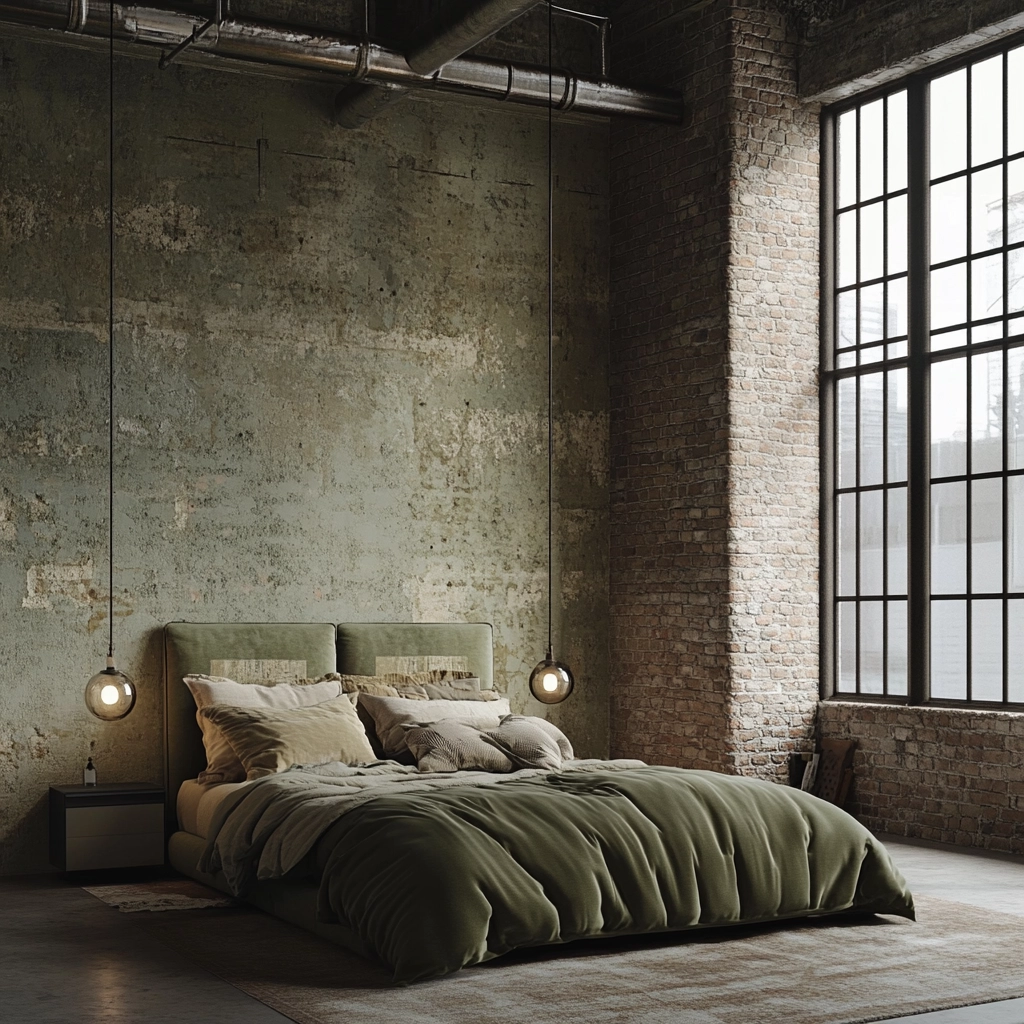 olive green and beige bedroom 24