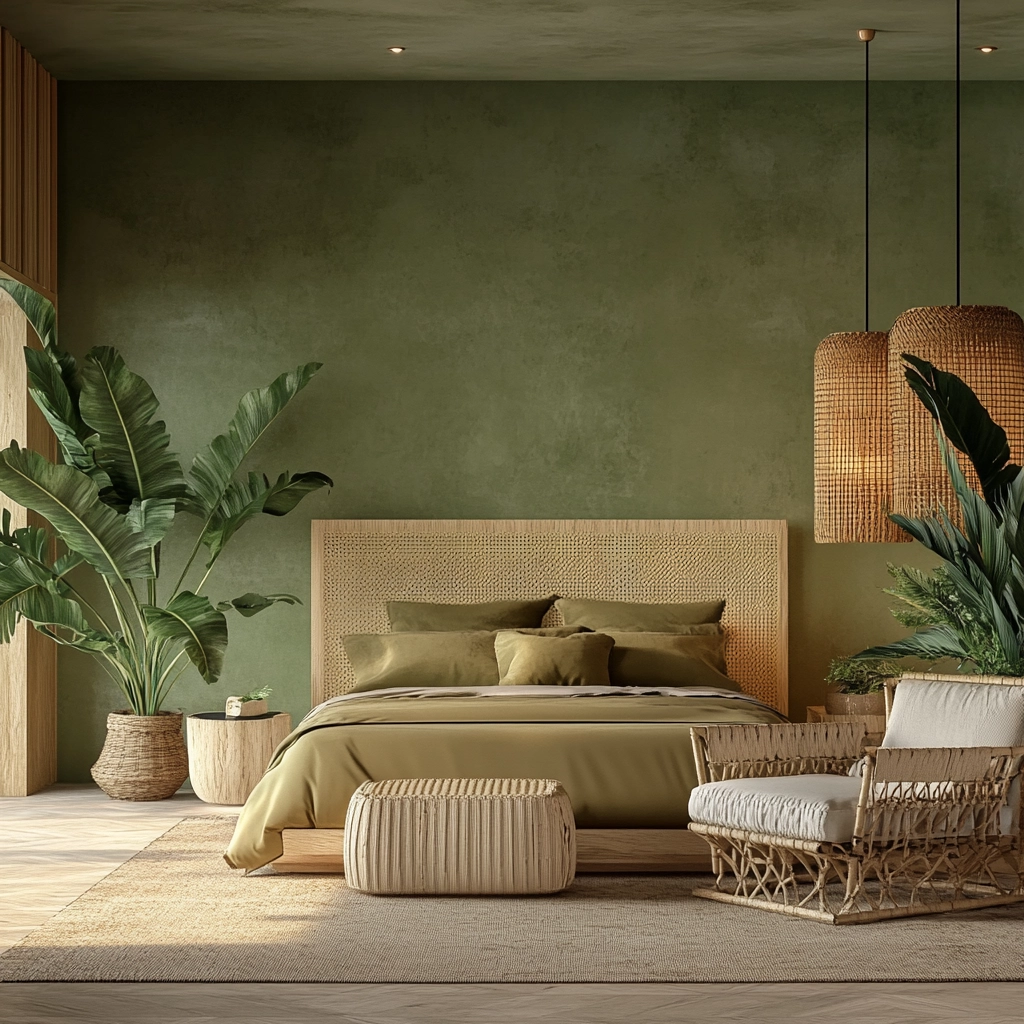 olive green and beige bedroom 25
