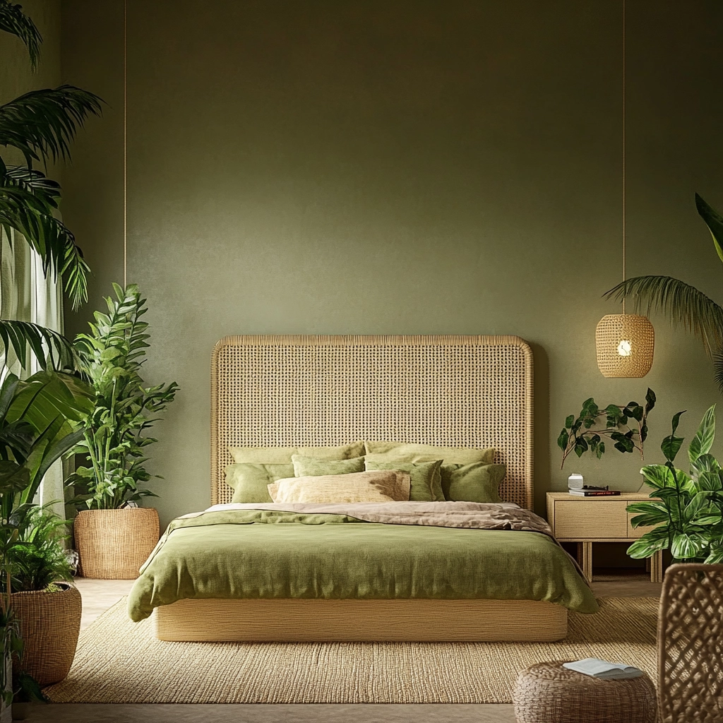 olive green and beige bedroom 26