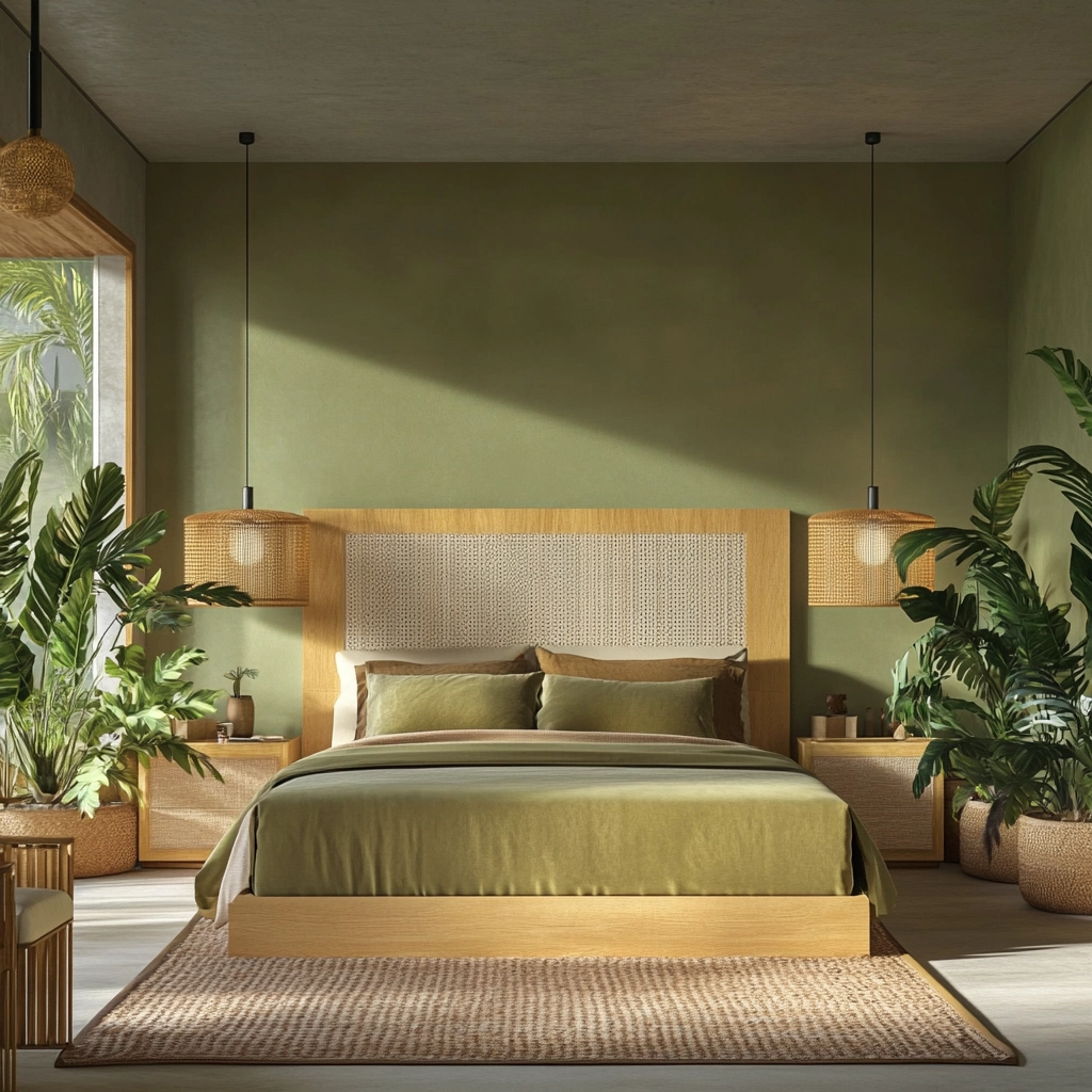 olive green and beige bedroom 27