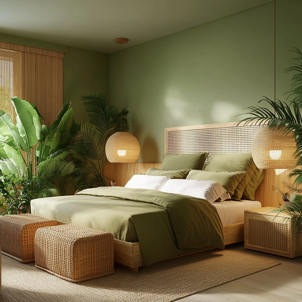 olive green and beige bedroom 28