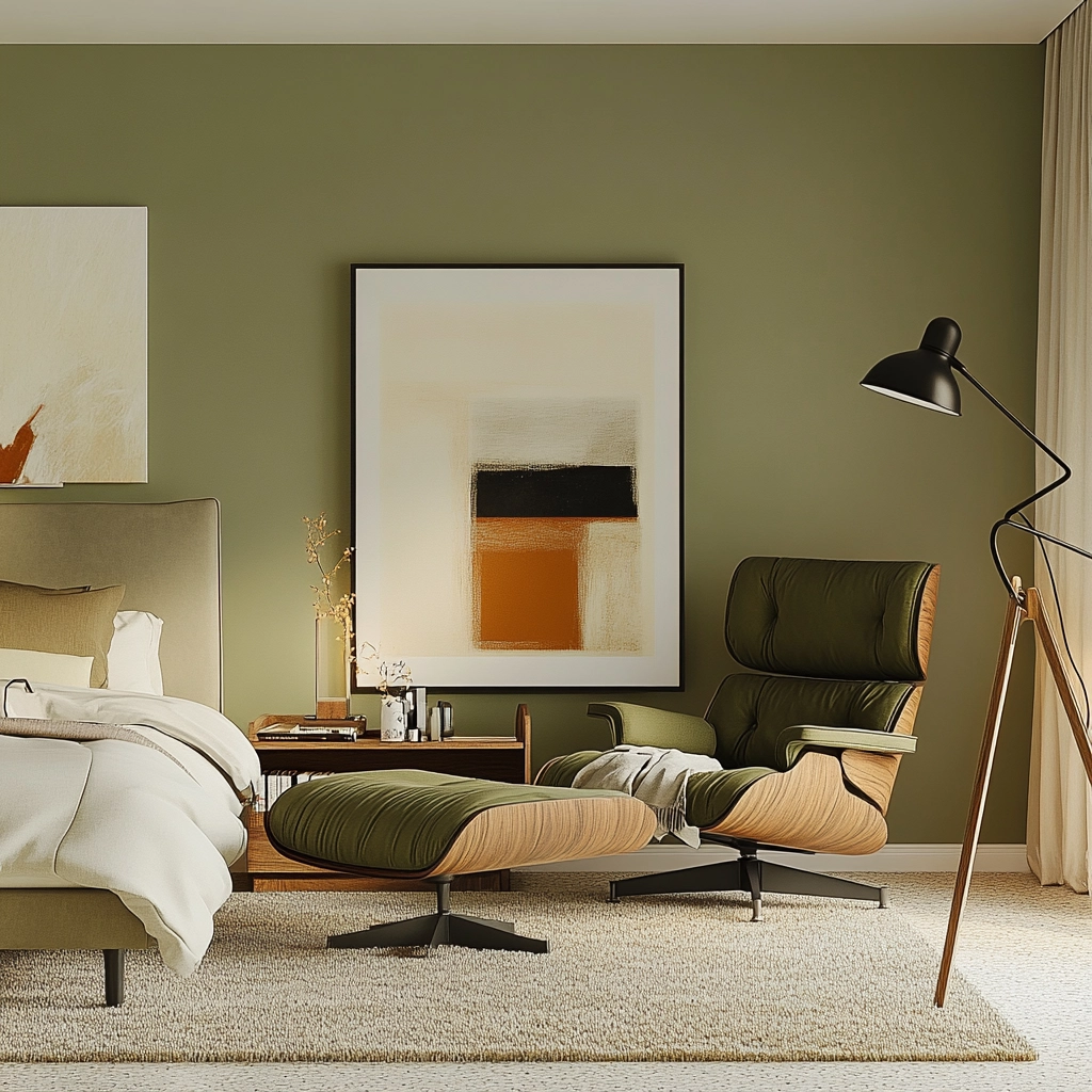 olive green and beige bedroom 29