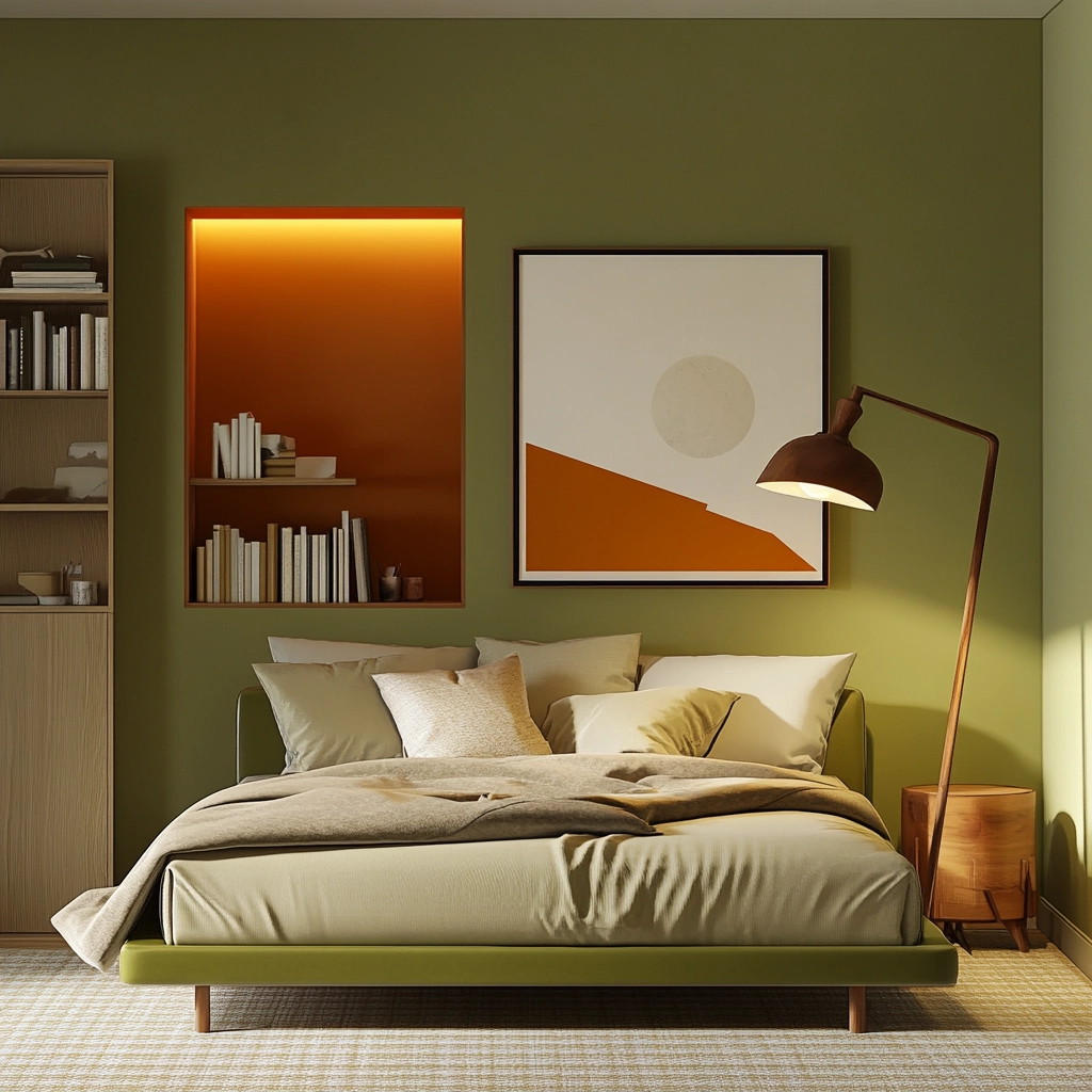 olive green and beige bedroom 31