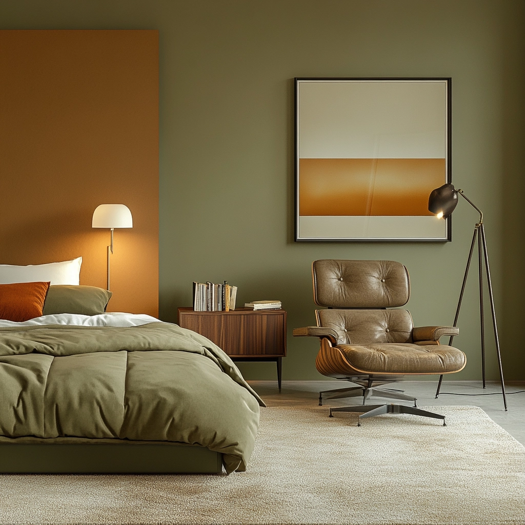 olive green and beige bedroom 32
