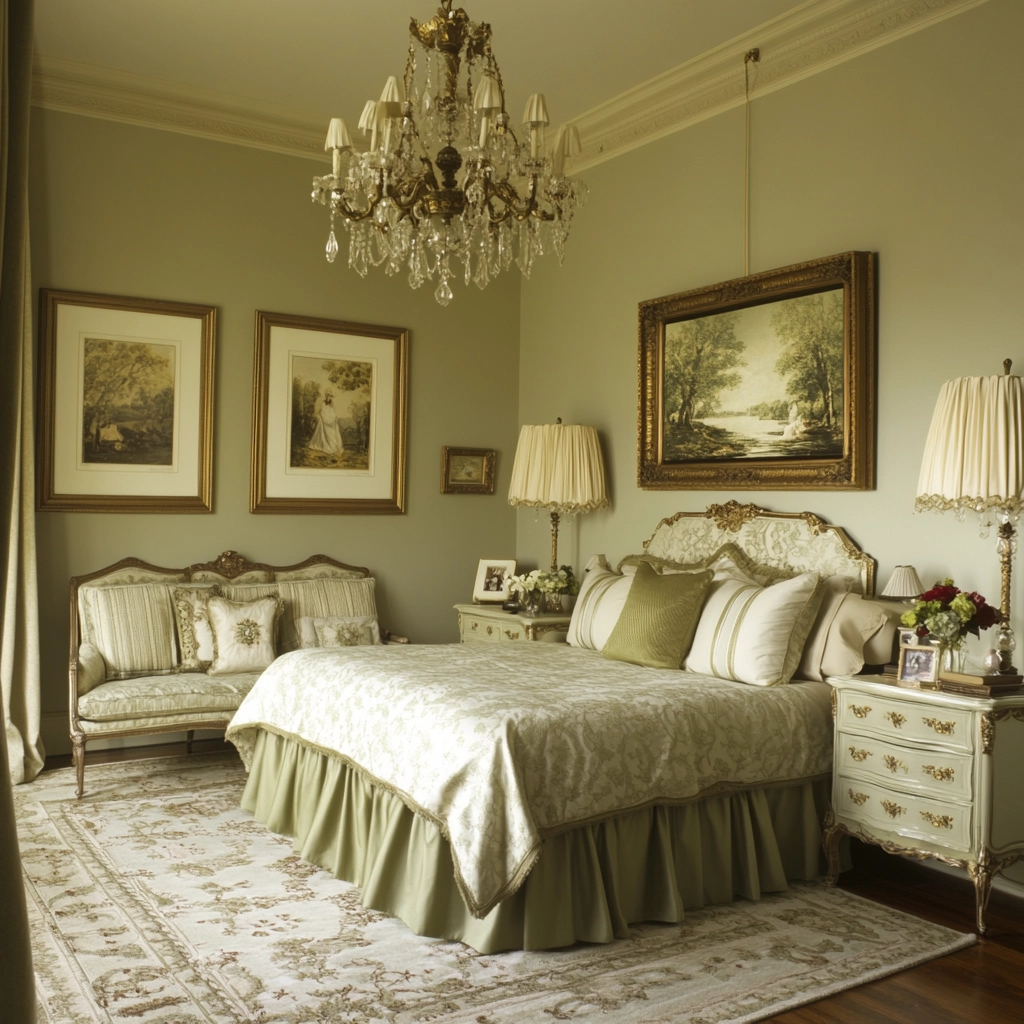 olive green and beige bedroom 37