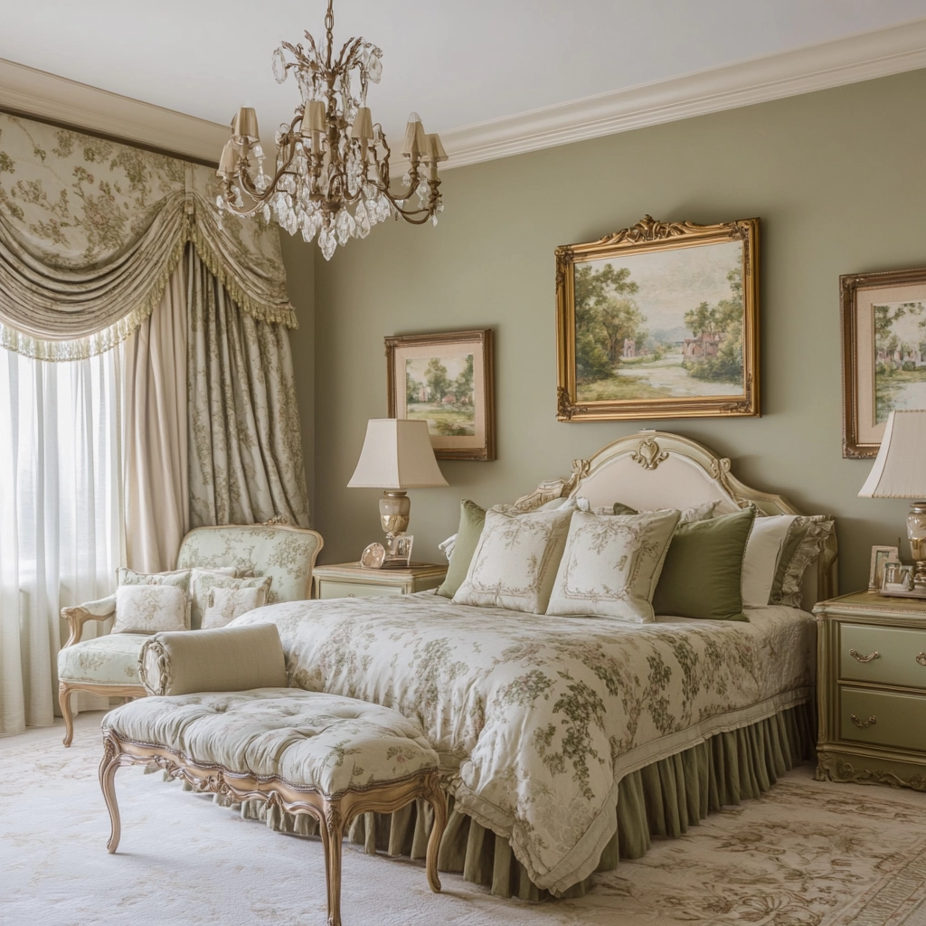 olive green and beige bedroom 38