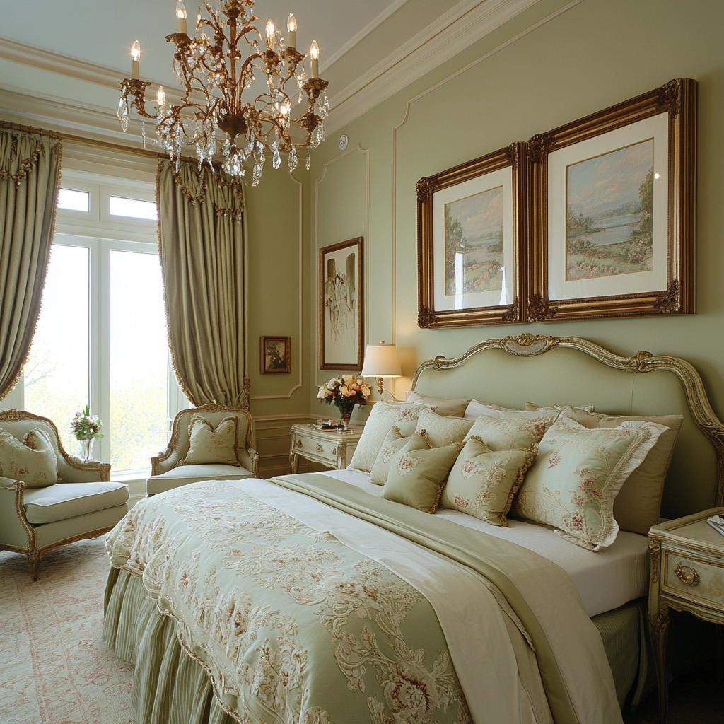 olive green and beige bedroom 39