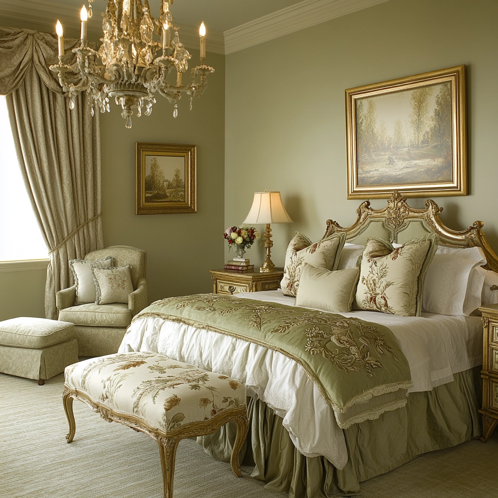 olive green and beige bedroom 40