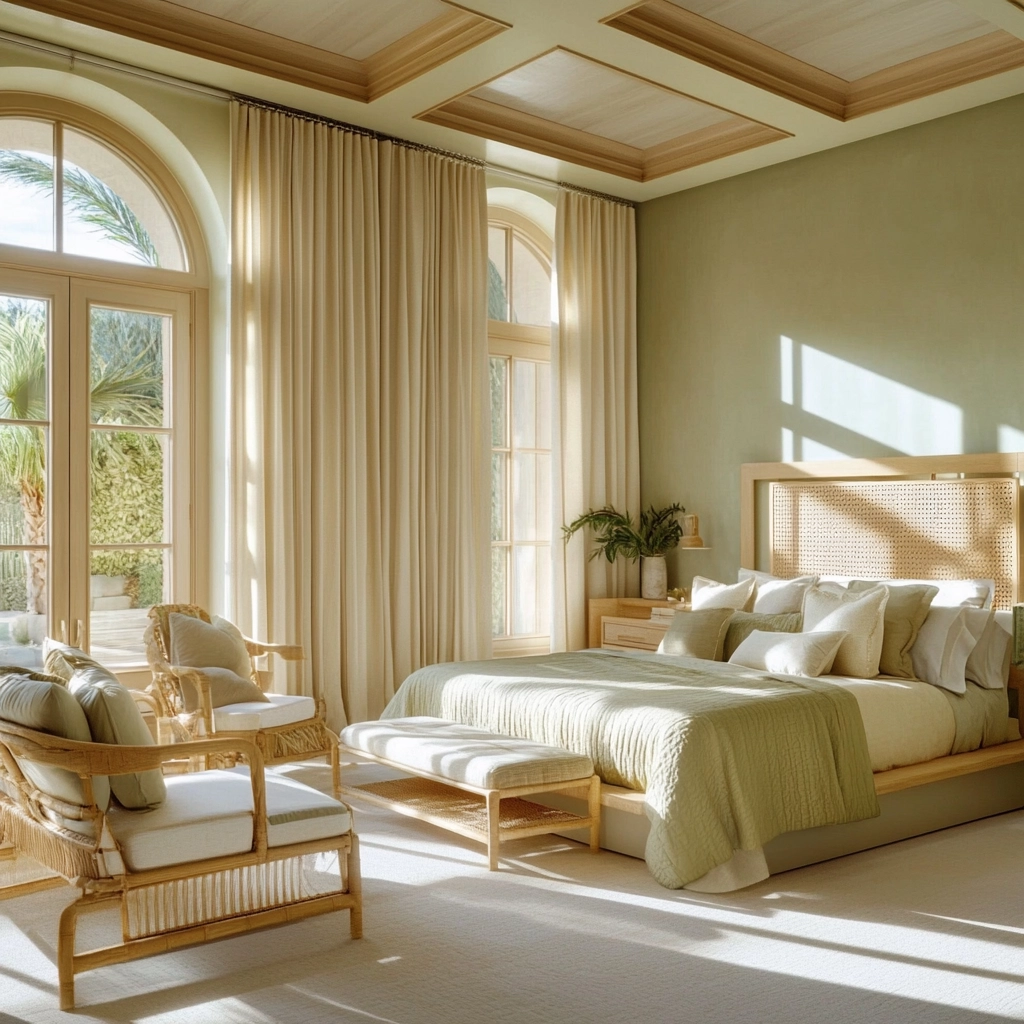 olive green and beige bedroom 41