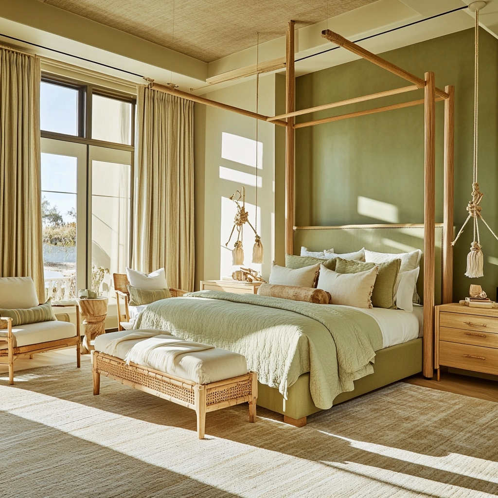olive green and beige bedroom 42