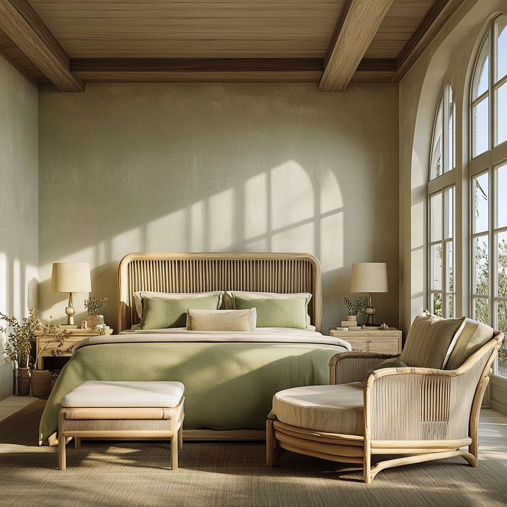 olive green and beige bedroom 44