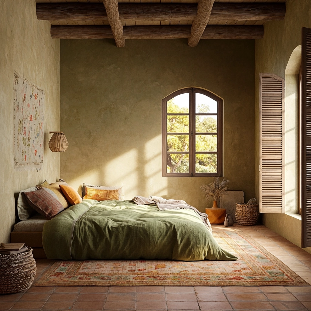 olive green and beige bedroom 57