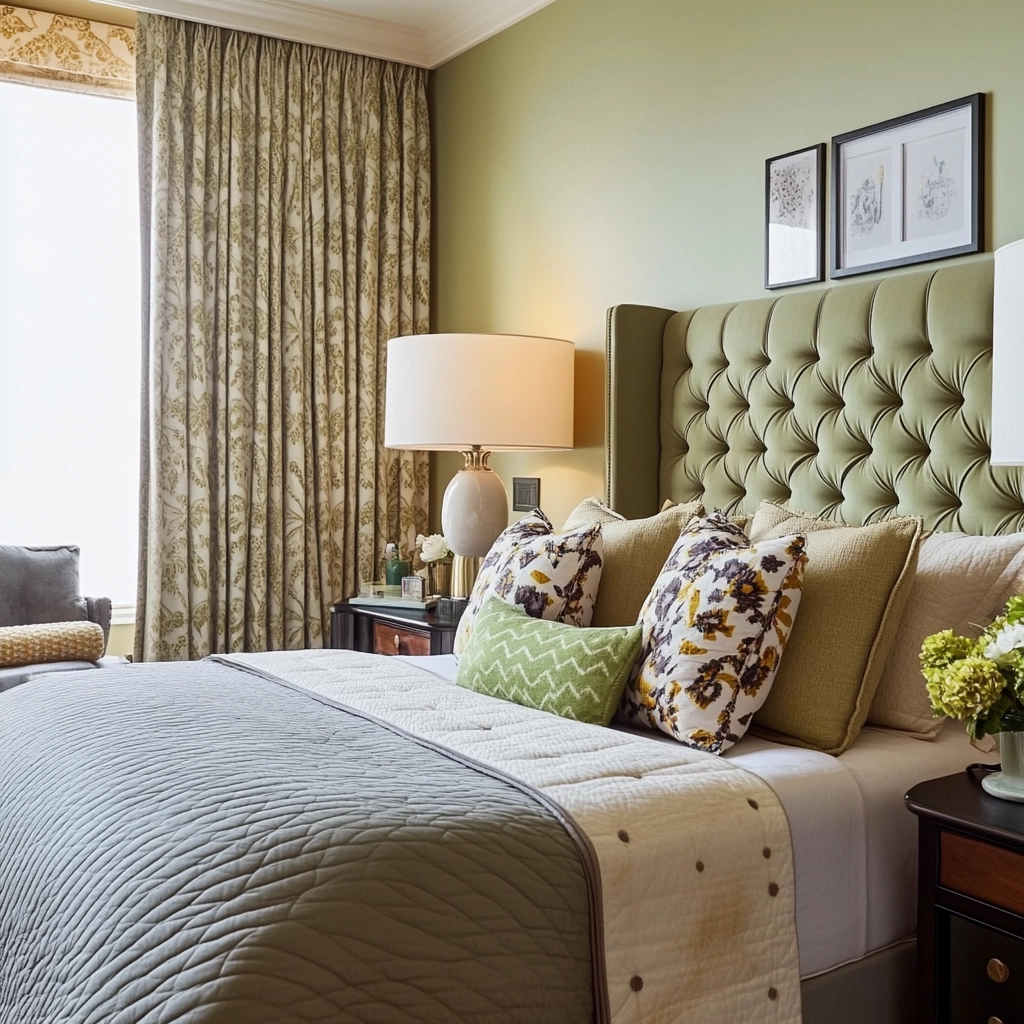olive green and beige bedroom 64