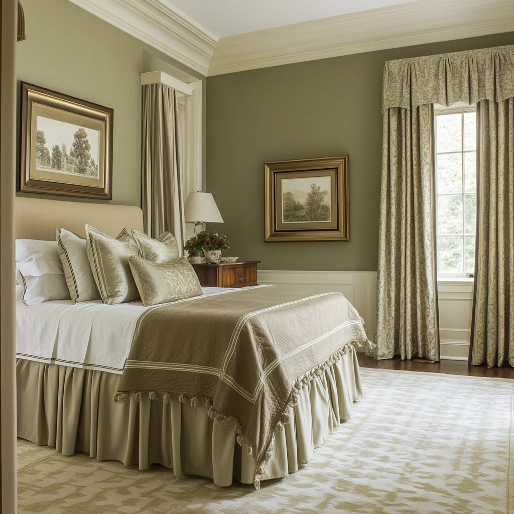 olive green and beige bedroom 67