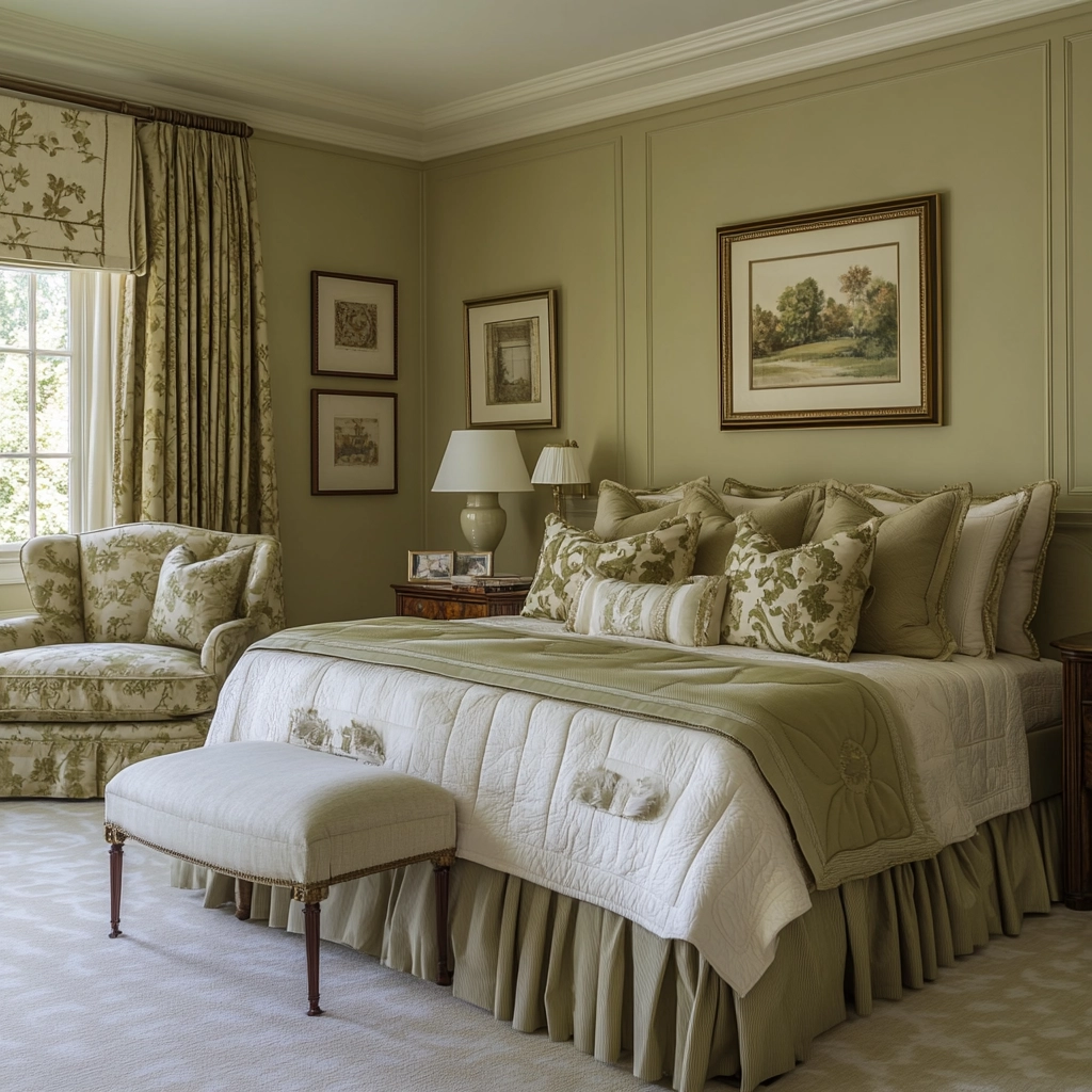 olive green and beige bedroom 68