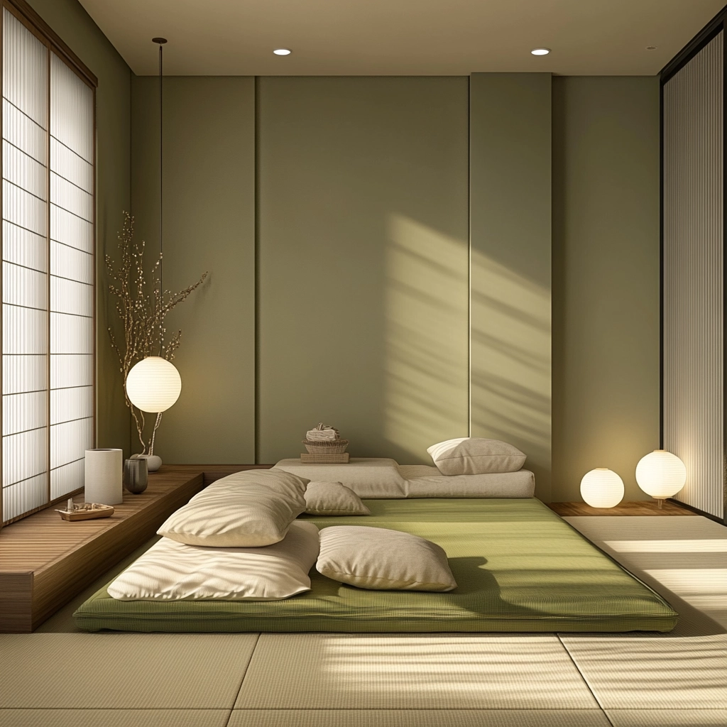olive green and beige bedroom 69