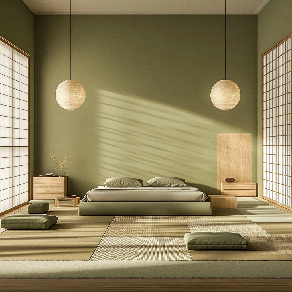 olive green and beige bedroom 72