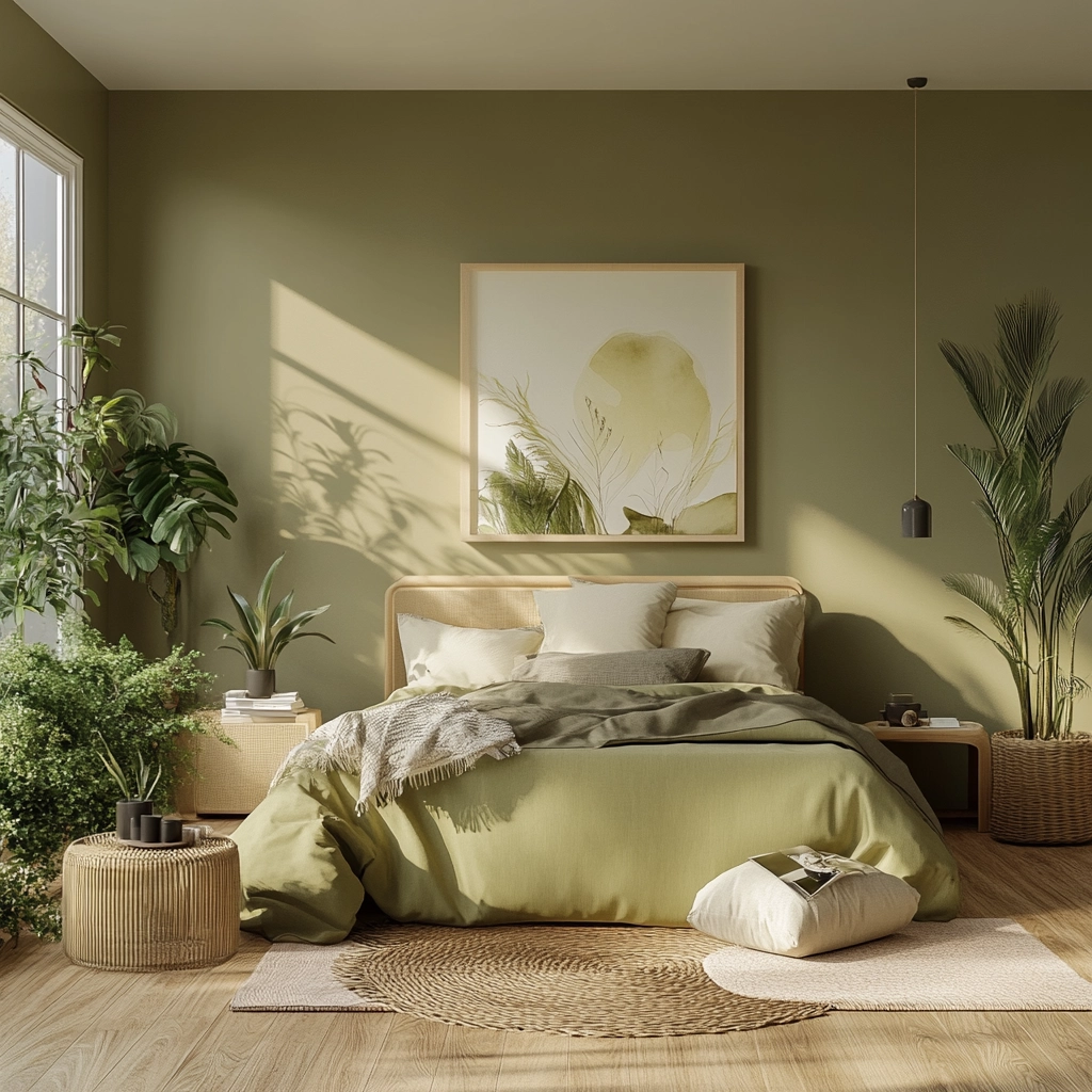 olive green and beige bedroom 78