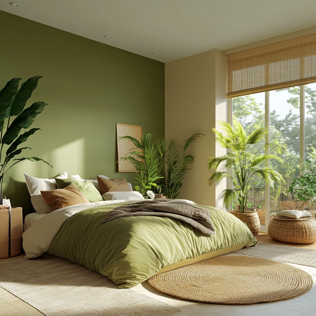 olive green and beige bedroom 79