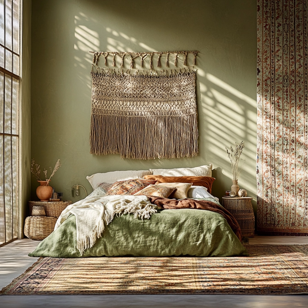 olive green beige bedroom 12