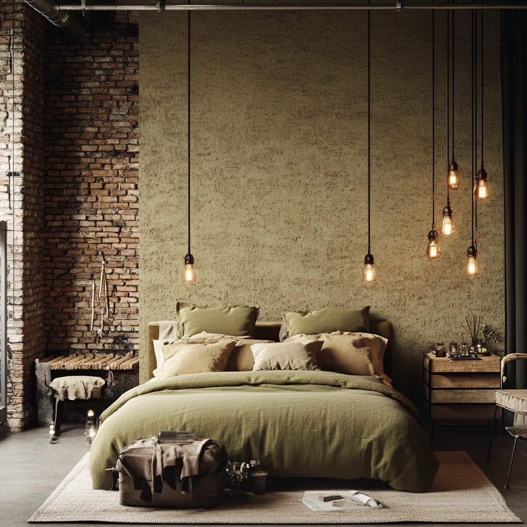 olive green beige bedroom 13