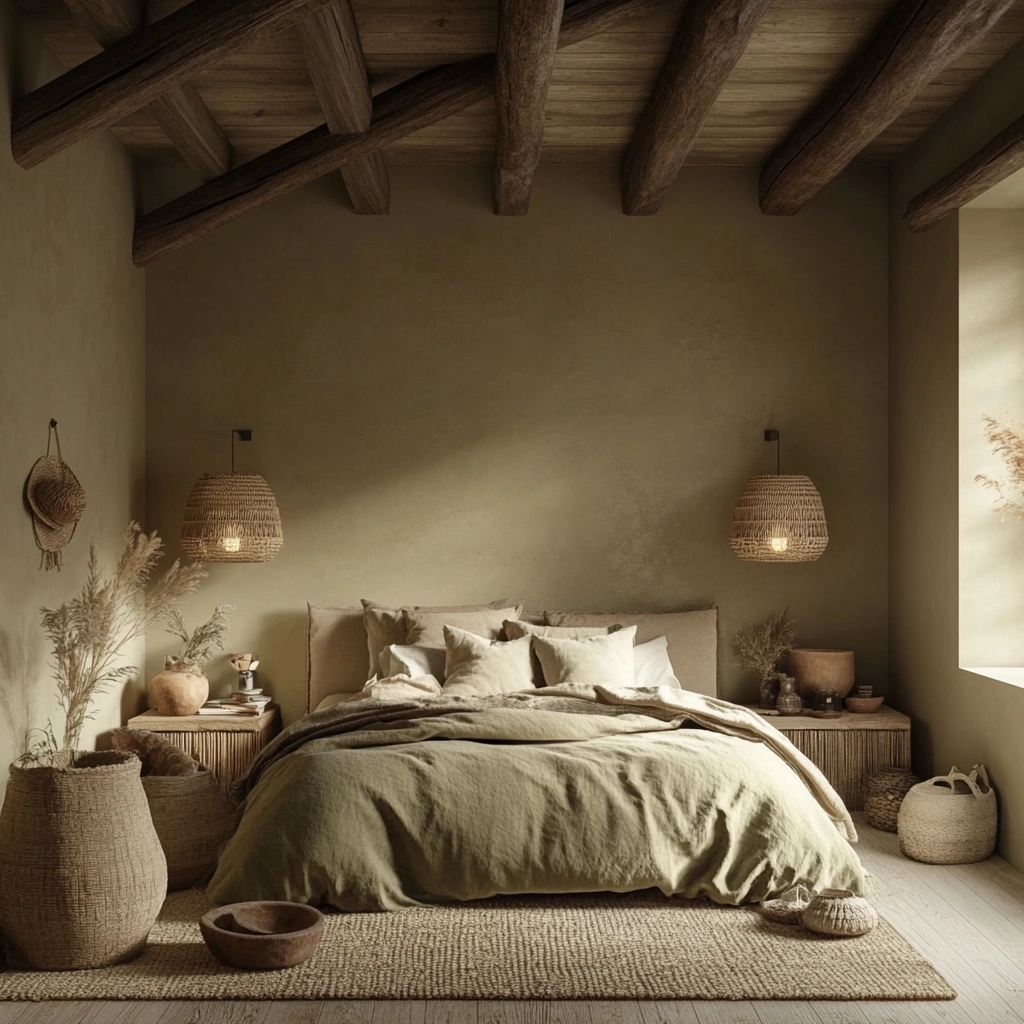 olive green beige bedroom 32