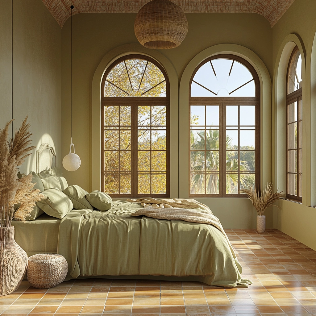 olive green beige bedroom 33
