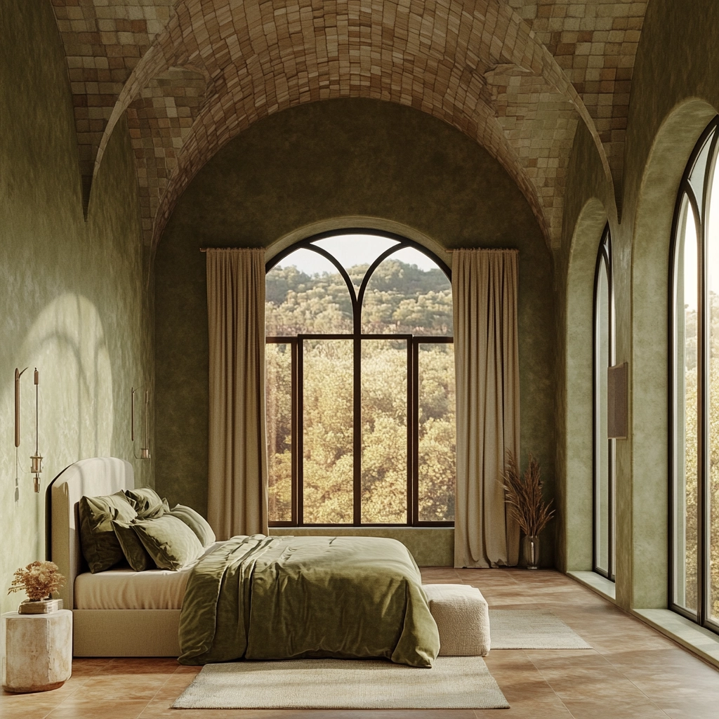 olive green beige bedroom 34