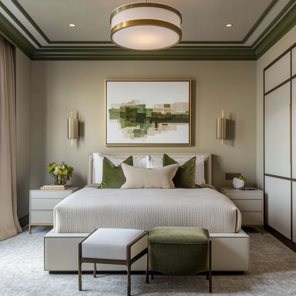 olive green beige bedroom 38