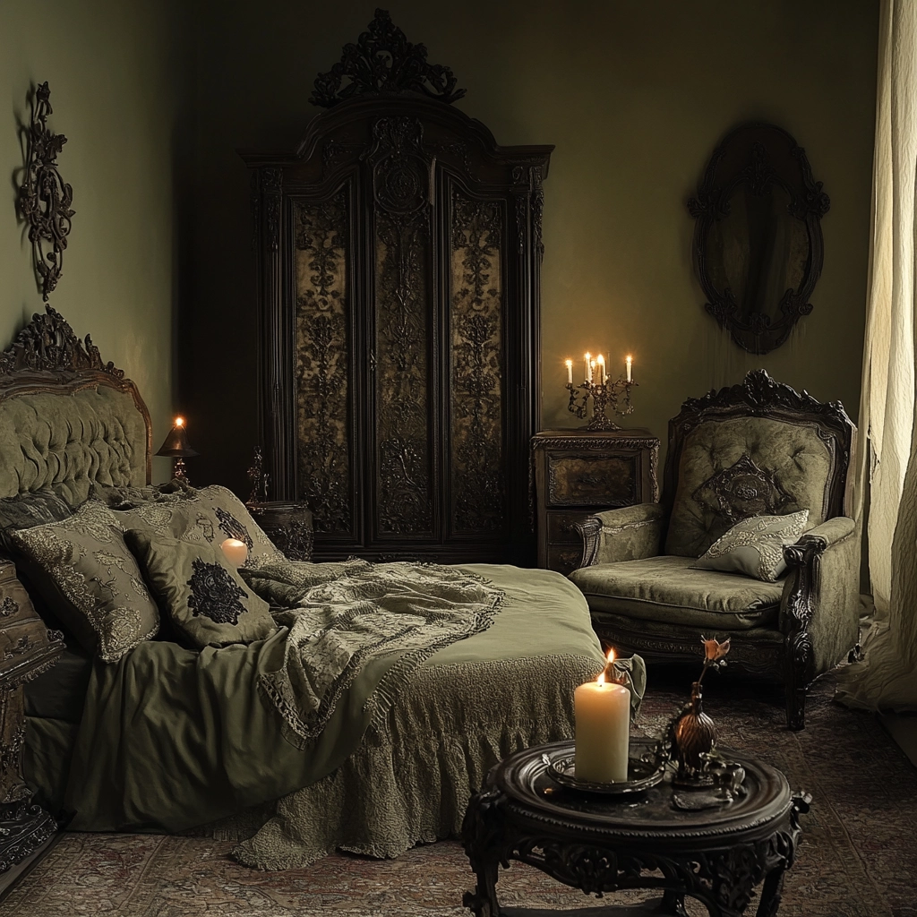 olive green beige bedroom 49