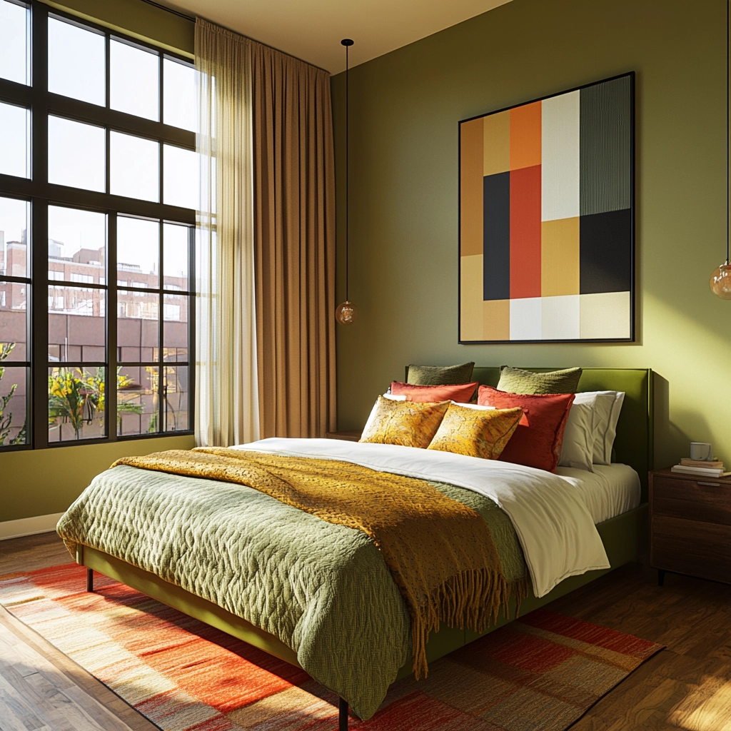 olive green beige bedroom 75