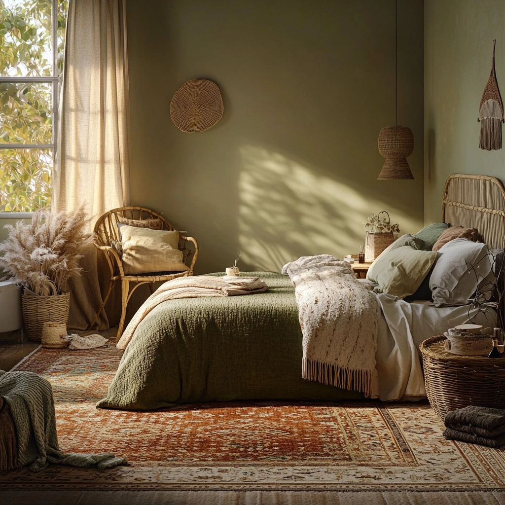 olive green rug bedroom 13
