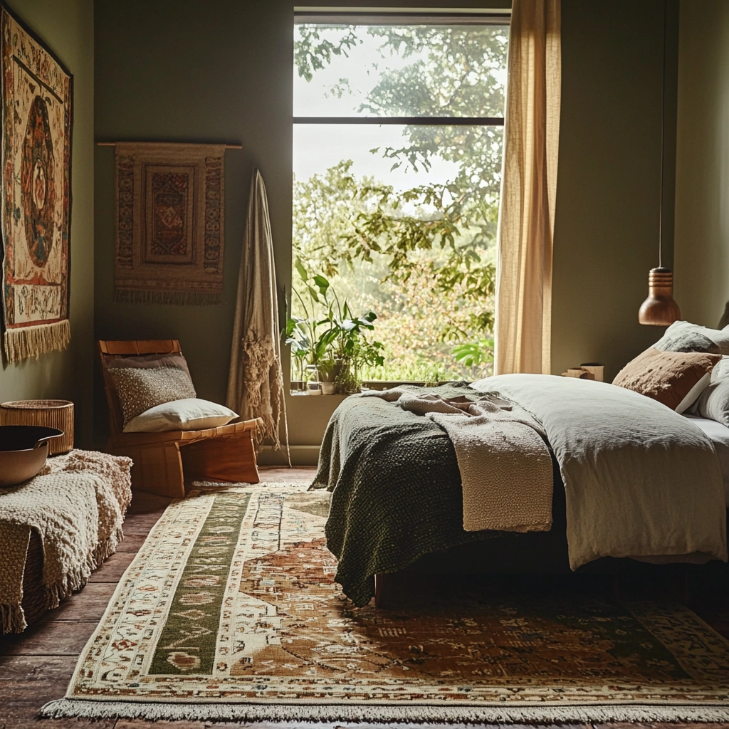 olive green rug bedroom 14