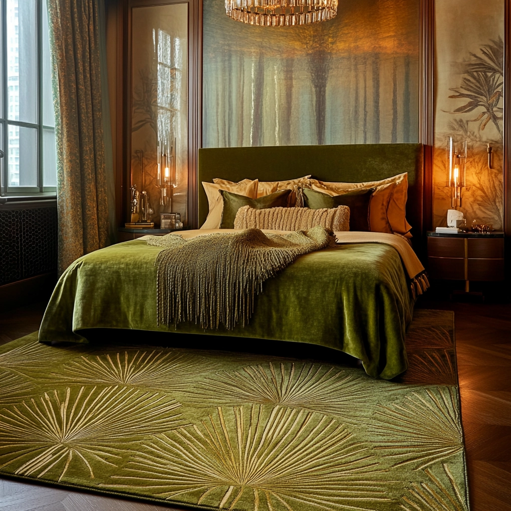 olive green rug bedroom 19