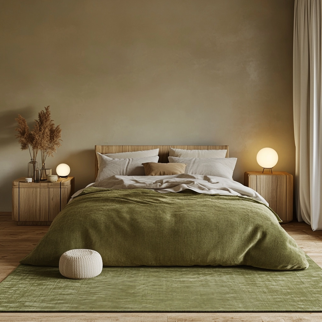 olive green rug bedroom 3