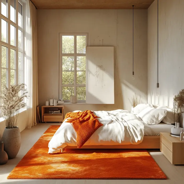 orange rug bedroom 1
