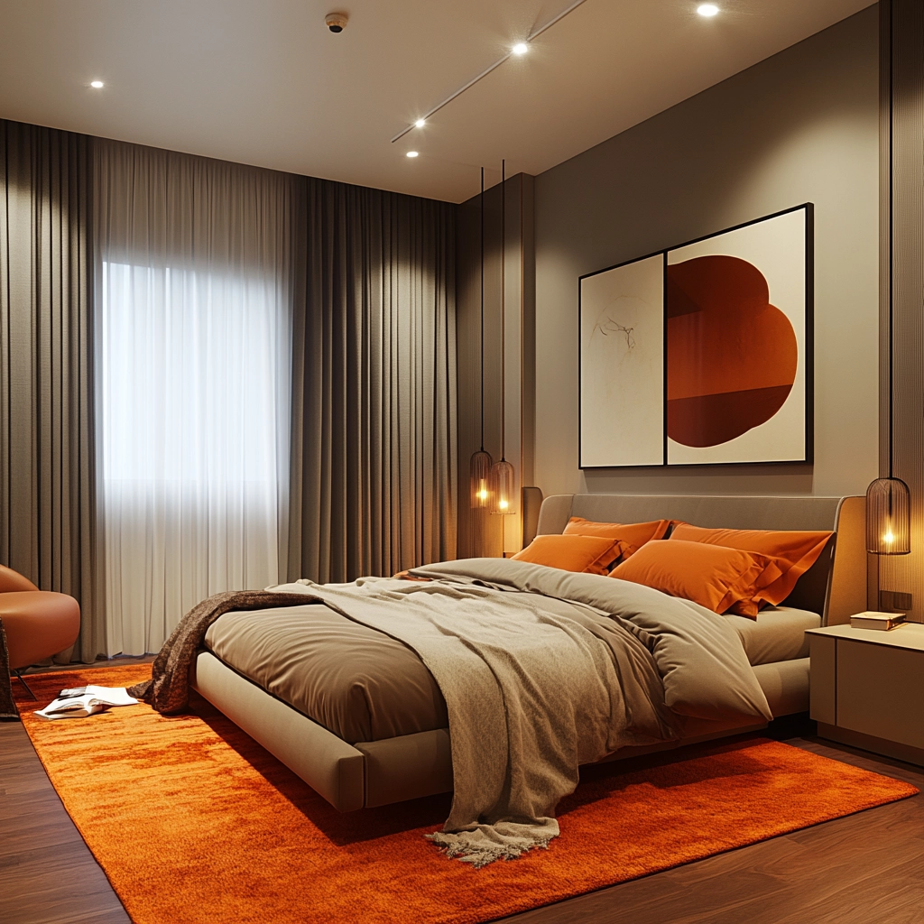 orange rug bedroom 26