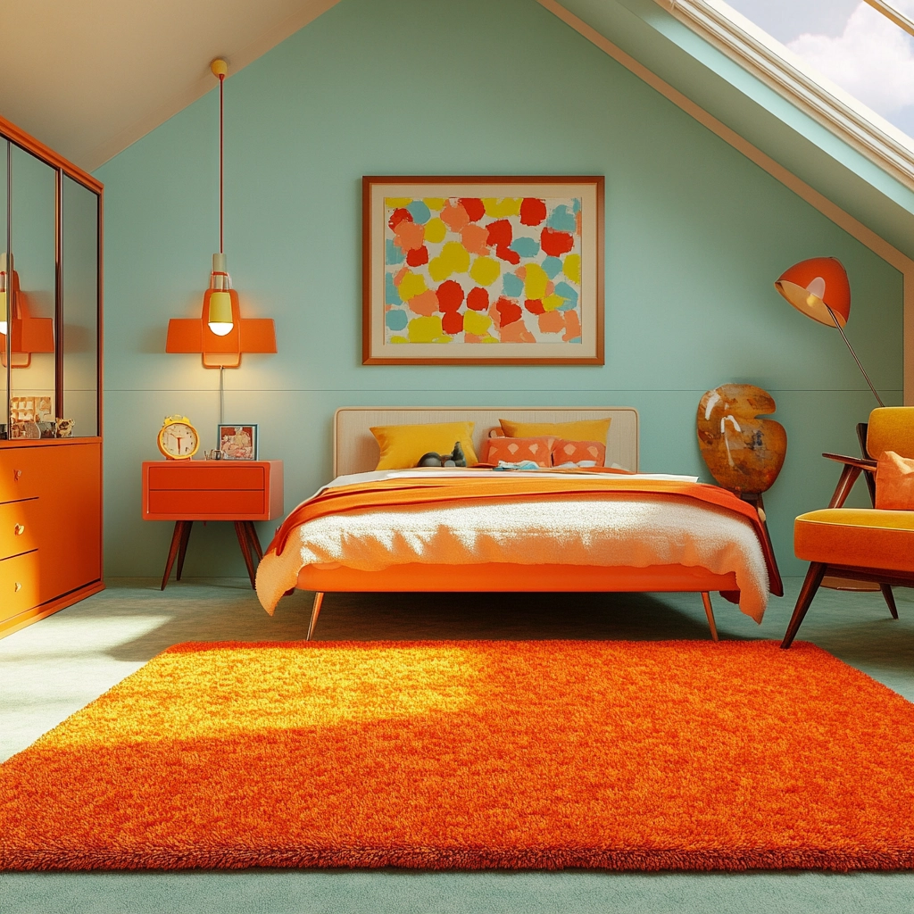 orange rug bedroom 34