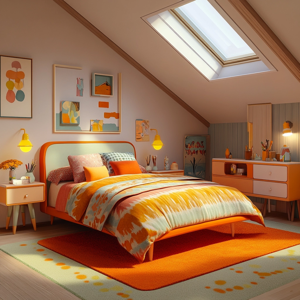 orange rug bedroom 35