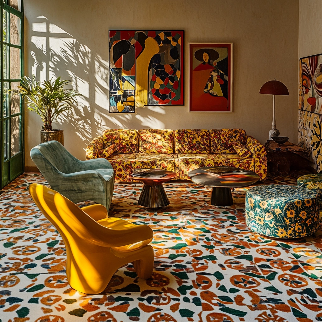 patterned carpet living room 16