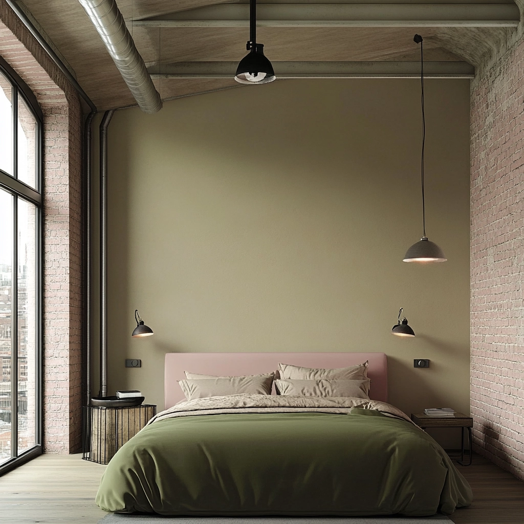 pink green beige bedroom 25