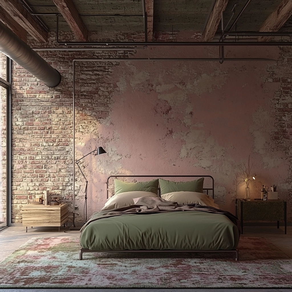 pink green beige bedroom 27