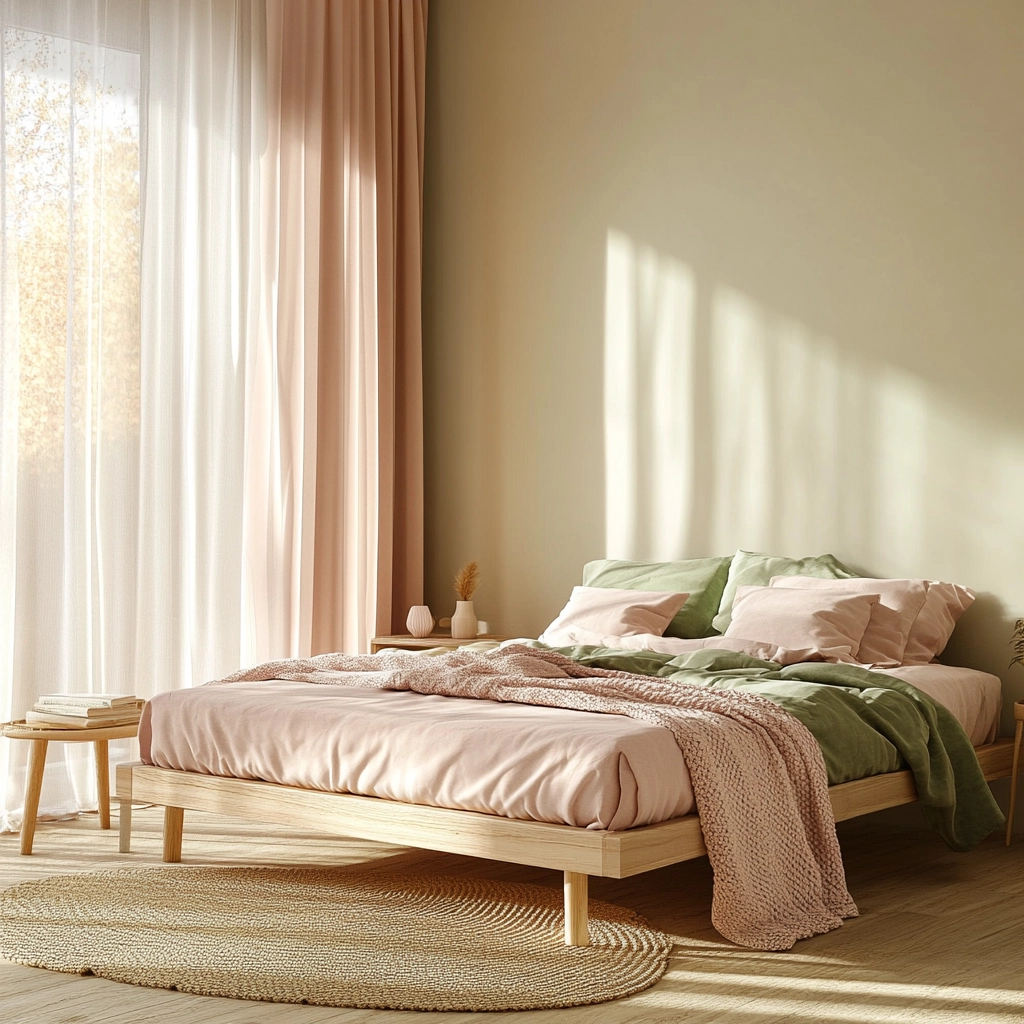 pink green beige bedroom 3